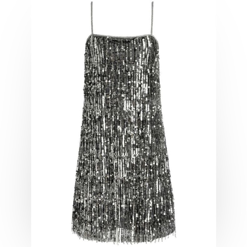 ALICE + OLIVIA CHICAGO SEQUIN FRINGE MINI DRESS
